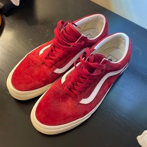Barely worn red suede vans size 9